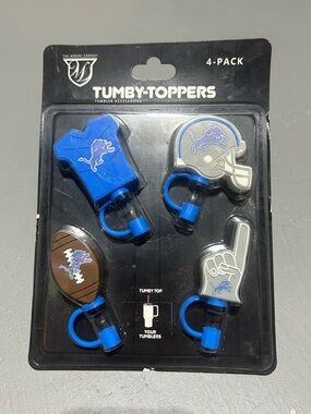 (NEW) Detroit Lions Tumby Tumbler Cup Straw Toppers